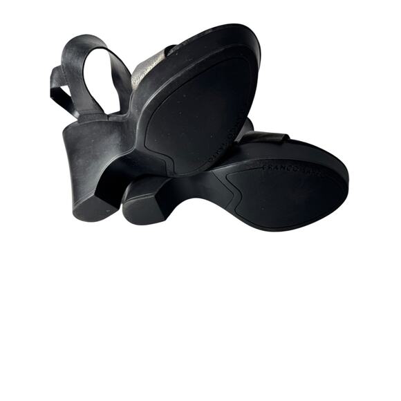 Franco Sarto Georgette Sandals Wedge Heel Open Toe Black Leather Womens US 7.5M - Picture 6 of 9